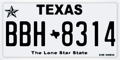 TX license plate BBH8314