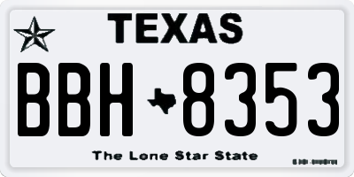 TX license plate BBH8353