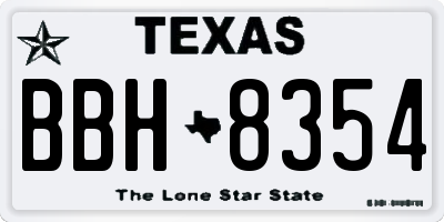 TX license plate BBH8354