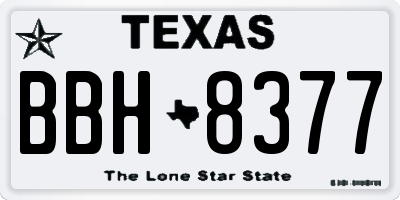 TX license plate BBH8377