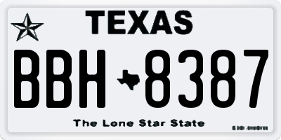 TX license plate BBH8387