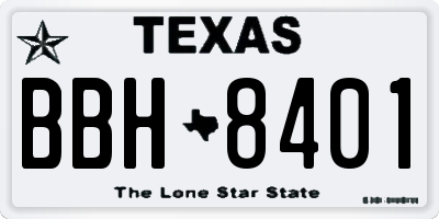 TX license plate BBH8401