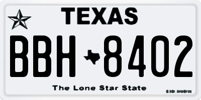 TX license plate BBH8402