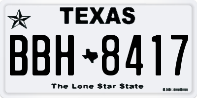 TX license plate BBH8417
