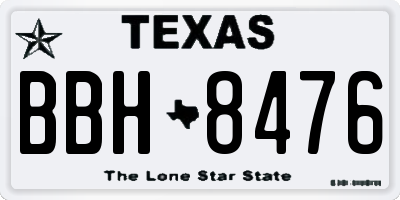 TX license plate BBH8476