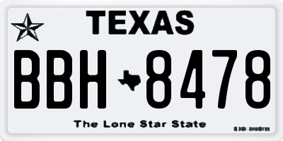 TX license plate BBH8478