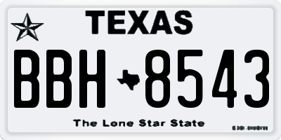 TX license plate BBH8543