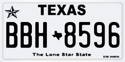 TX license plate BBH8596