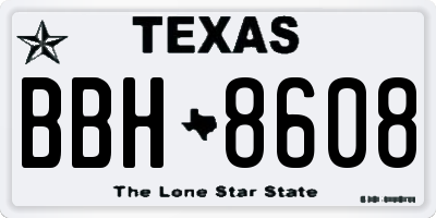 TX license plate BBH8608