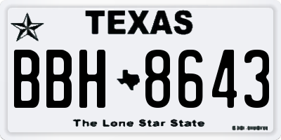 TX license plate BBH8643