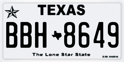 TX license plate BBH8649