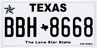 TX license plate BBH8668