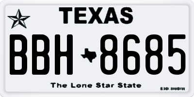 TX license plate BBH8685