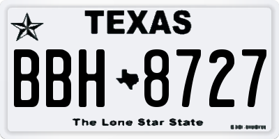 TX license plate BBH8727