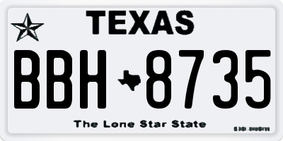 TX license plate BBH8735
