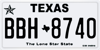 TX license plate BBH8740
