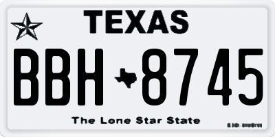 TX license plate BBH8745