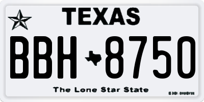 TX license plate BBH8750