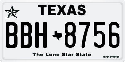 TX license plate BBH8756