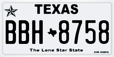 TX license plate BBH8758