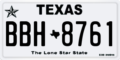 TX license plate BBH8761