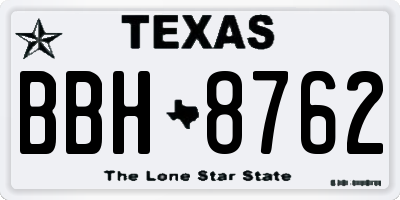 TX license plate BBH8762
