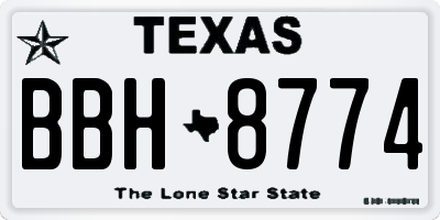 TX license plate BBH8774