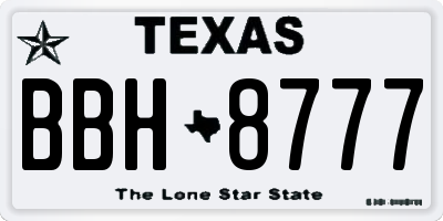 TX license plate BBH8777