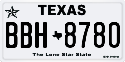 TX license plate BBH8780