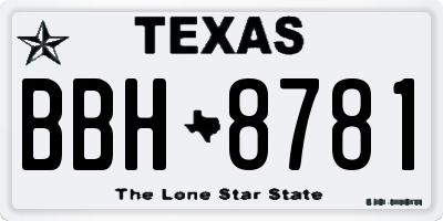 TX license plate BBH8781