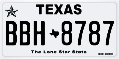 TX license plate BBH8787