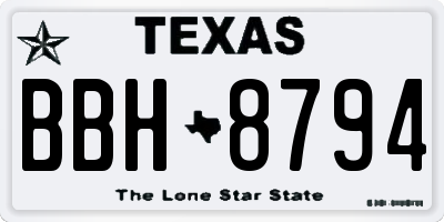 TX license plate BBH8794