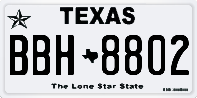 TX license plate BBH8802