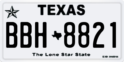 TX license plate BBH8821