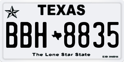 TX license plate BBH8835