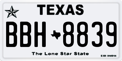 TX license plate BBH8839