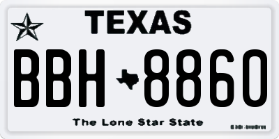TX license plate BBH8860