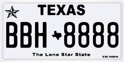 TX license plate BBH8888