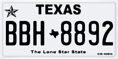 TX license plate BBH8892