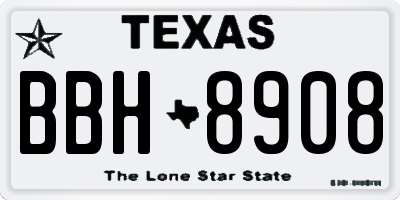 TX license plate BBH8908