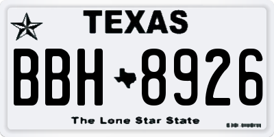 TX license plate BBH8926