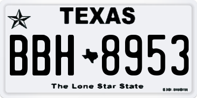 TX license plate BBH8953