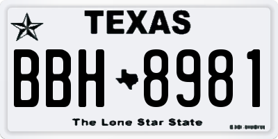 TX license plate BBH8981