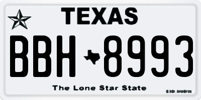 TX license plate BBH8993