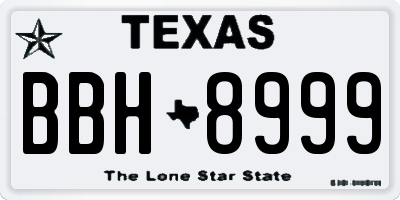 TX license plate BBH8999