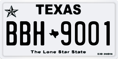 TX license plate BBH9001
