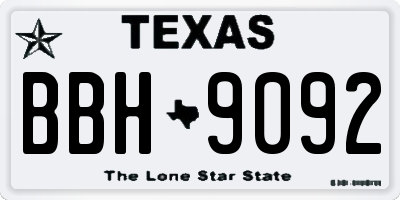 TX license plate BBH9092