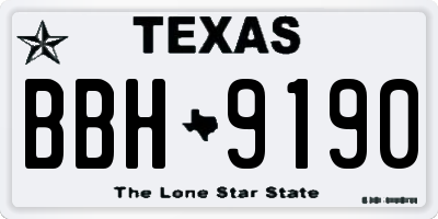 TX license plate BBH9190