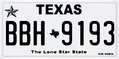 TX license plate BBH9193