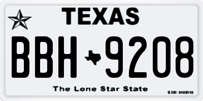 TX license plate BBH9208